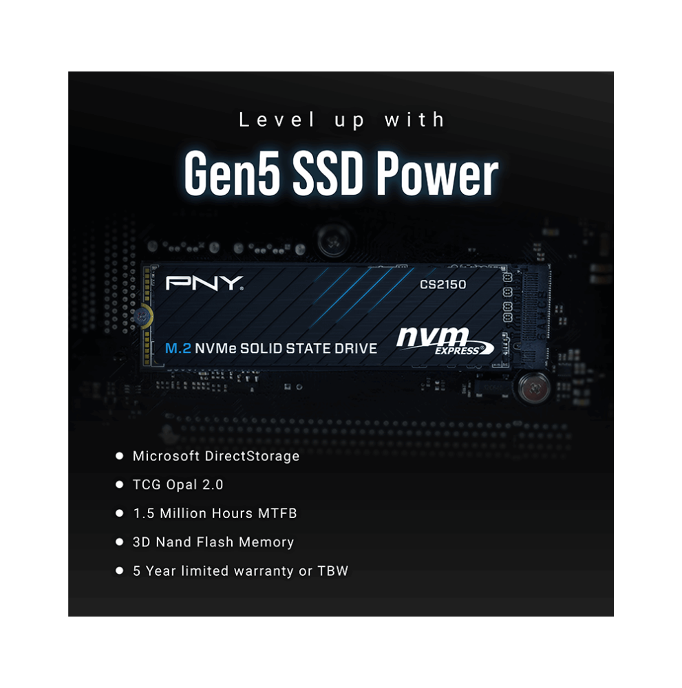 PNY SSD M.2 (2280) 1TB CS2150 (PCIe 5.0/NVMe)